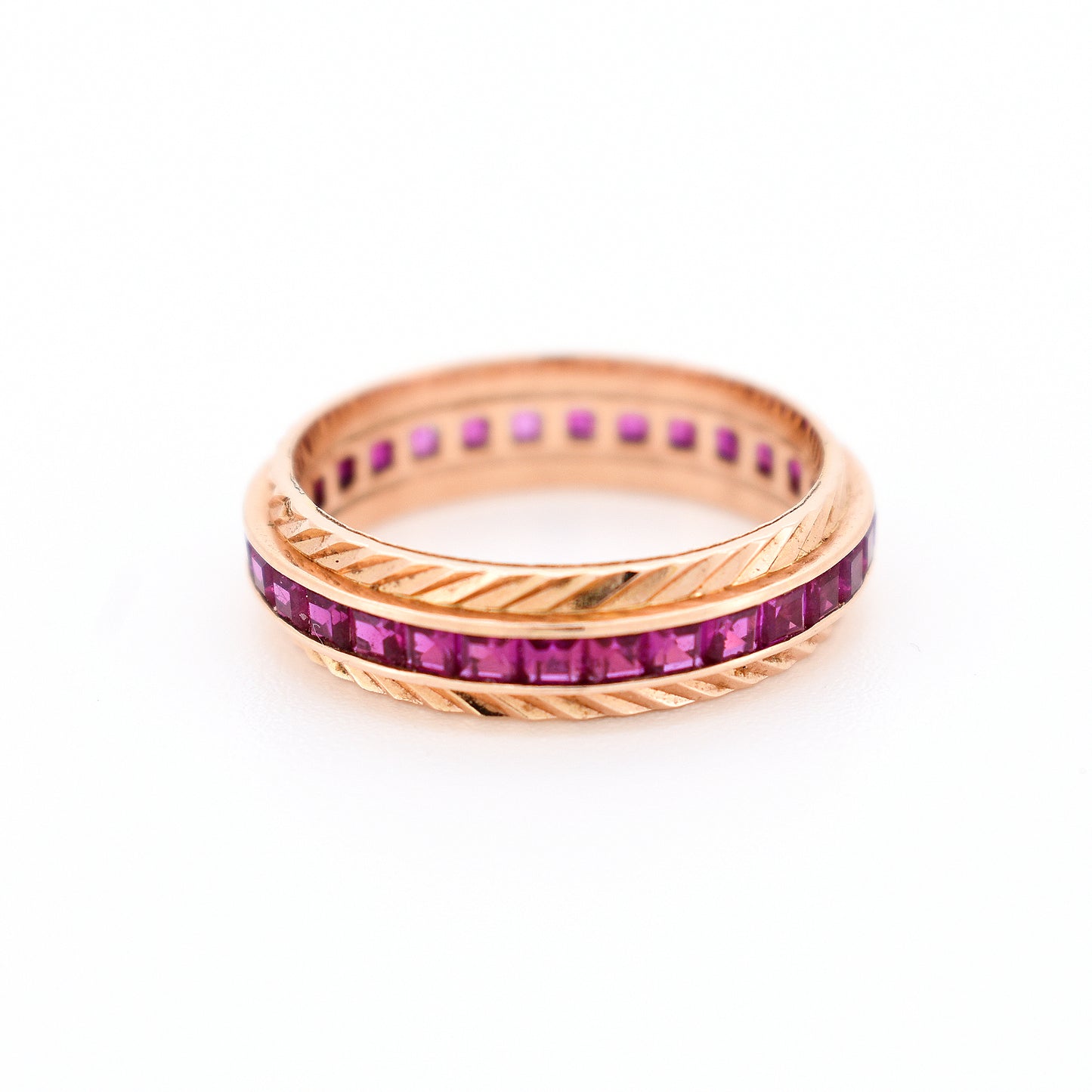 alliance or 18. carats rubis femme, face