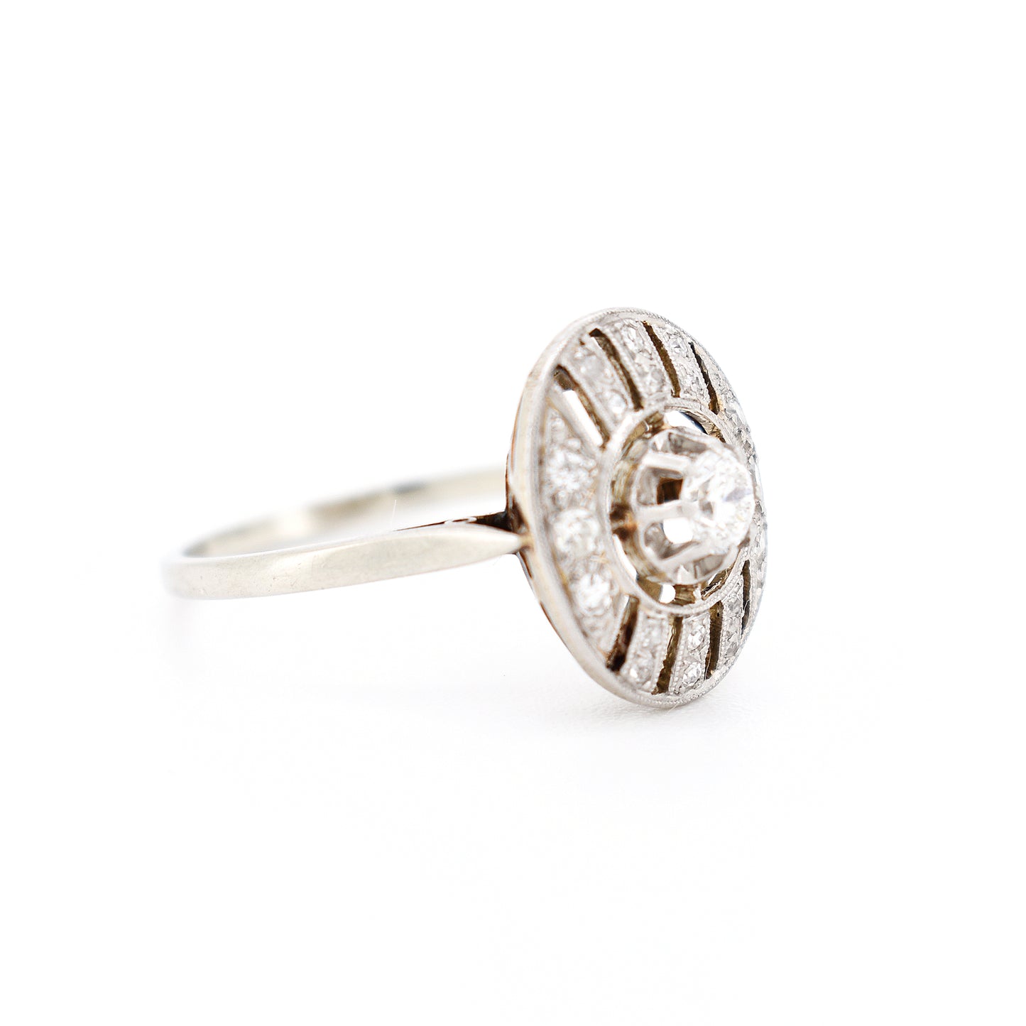bague art deco or 18 carats diamants femme, droite