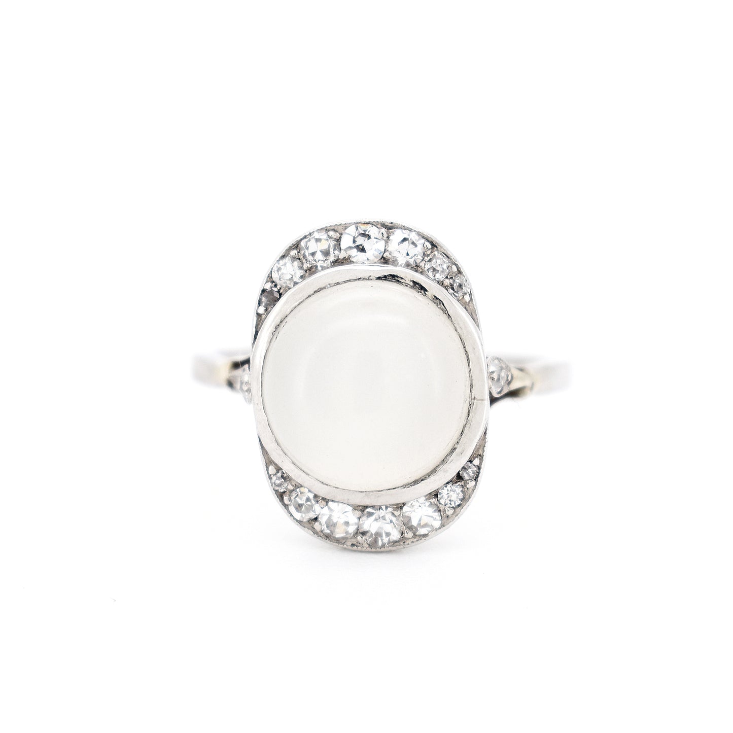 bague art deco or 18 carats diamants pierre de lune, face