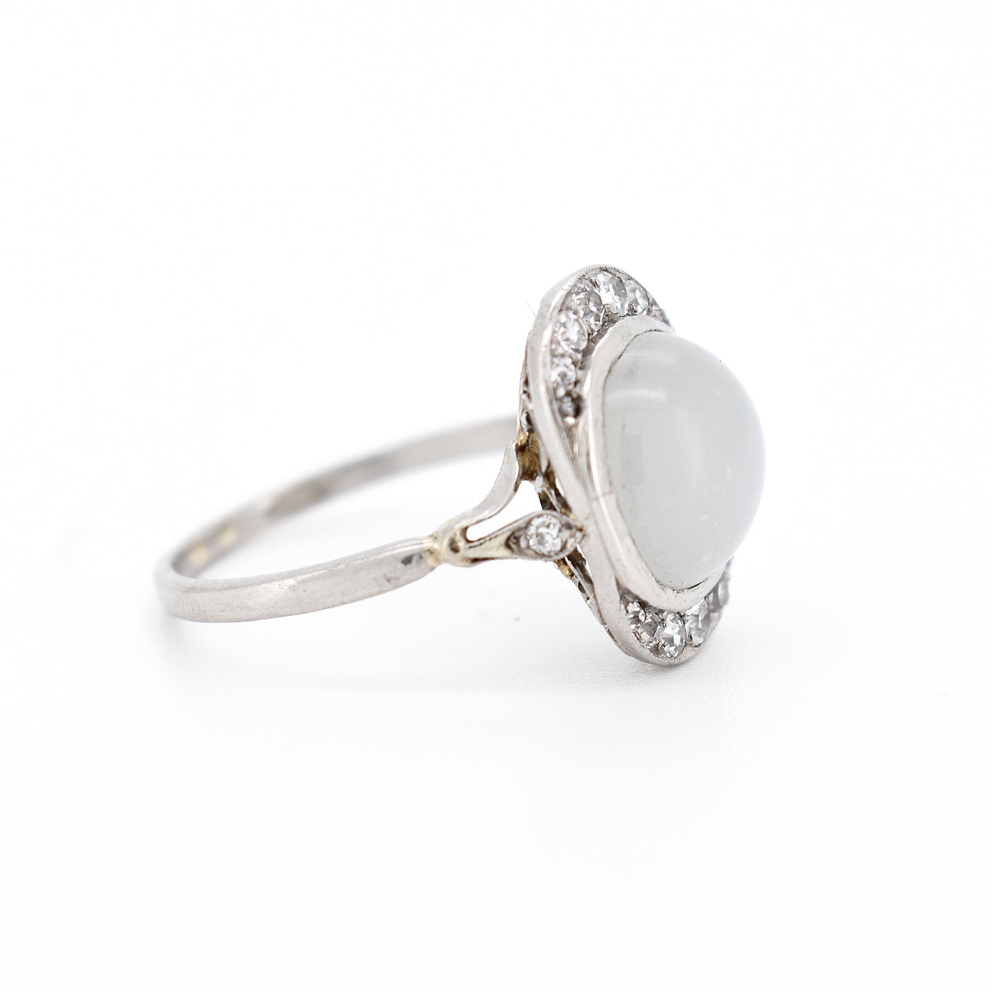 bague art deco or 18 carats diamants pierre de lune, droite