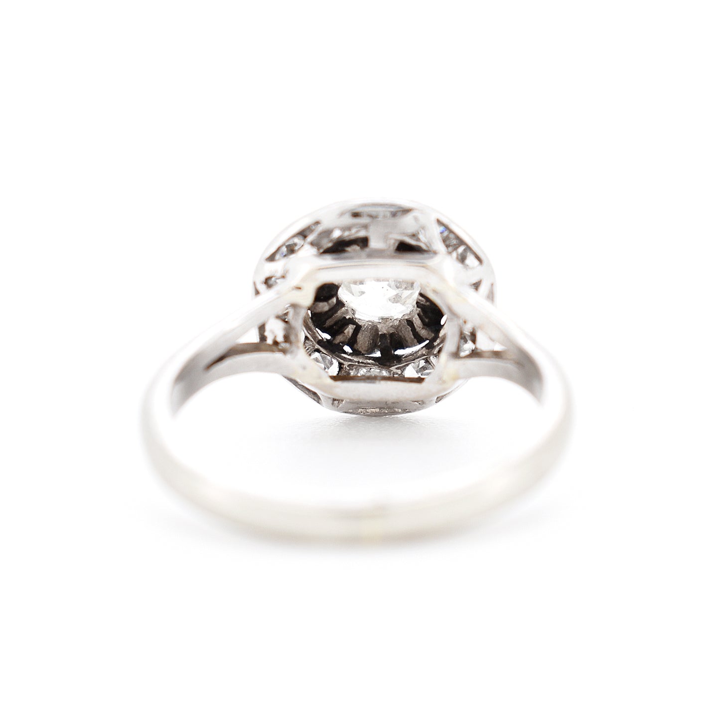 bague vintage rétro or 18 carats diamants, dos