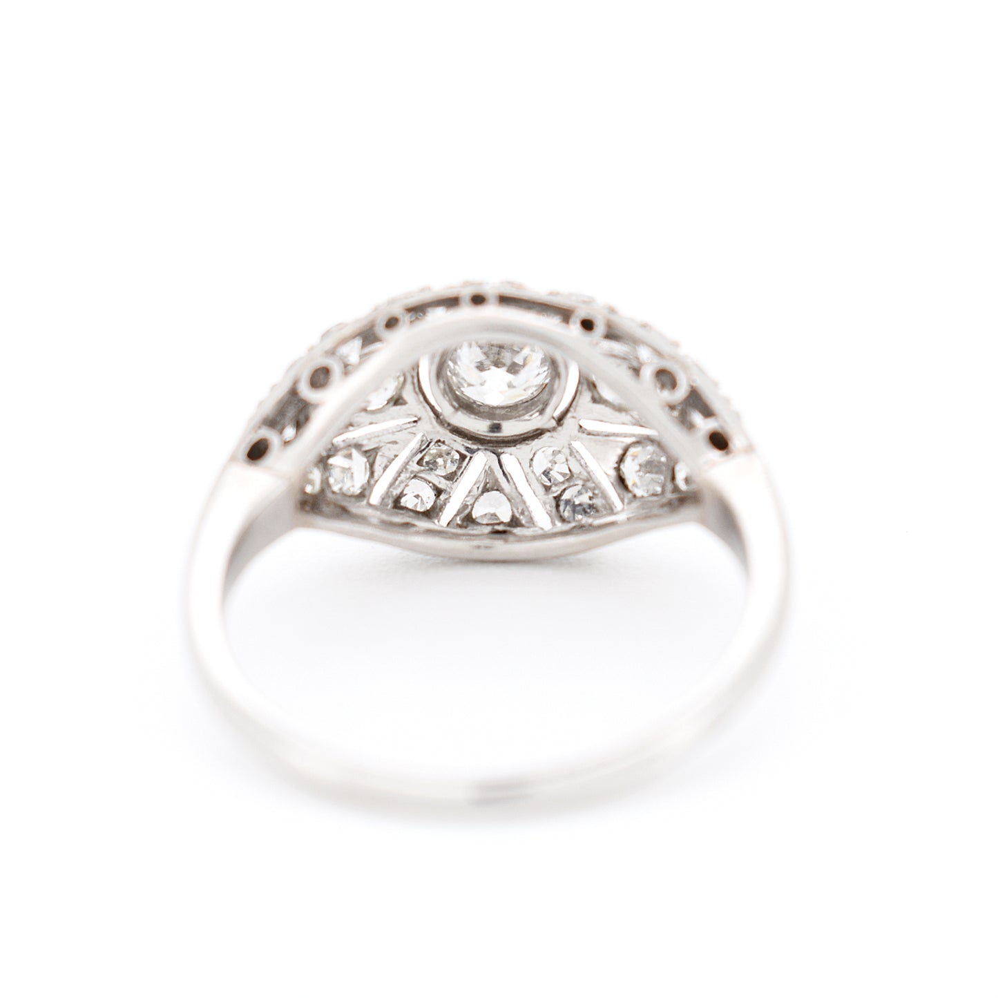 bague art deco platine diamants femme, dos