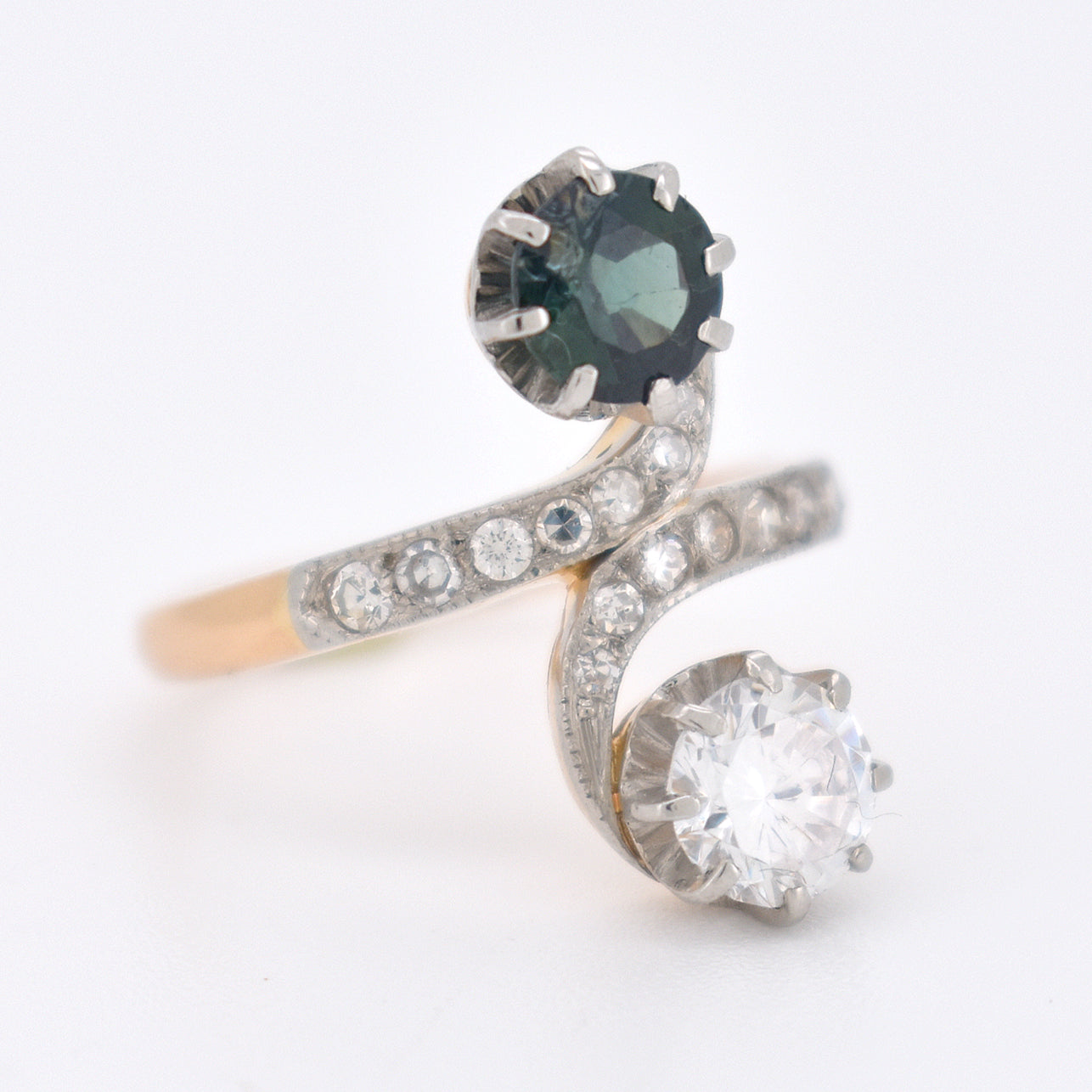 bague toi et moi diamants et saphir, belle époque (1)