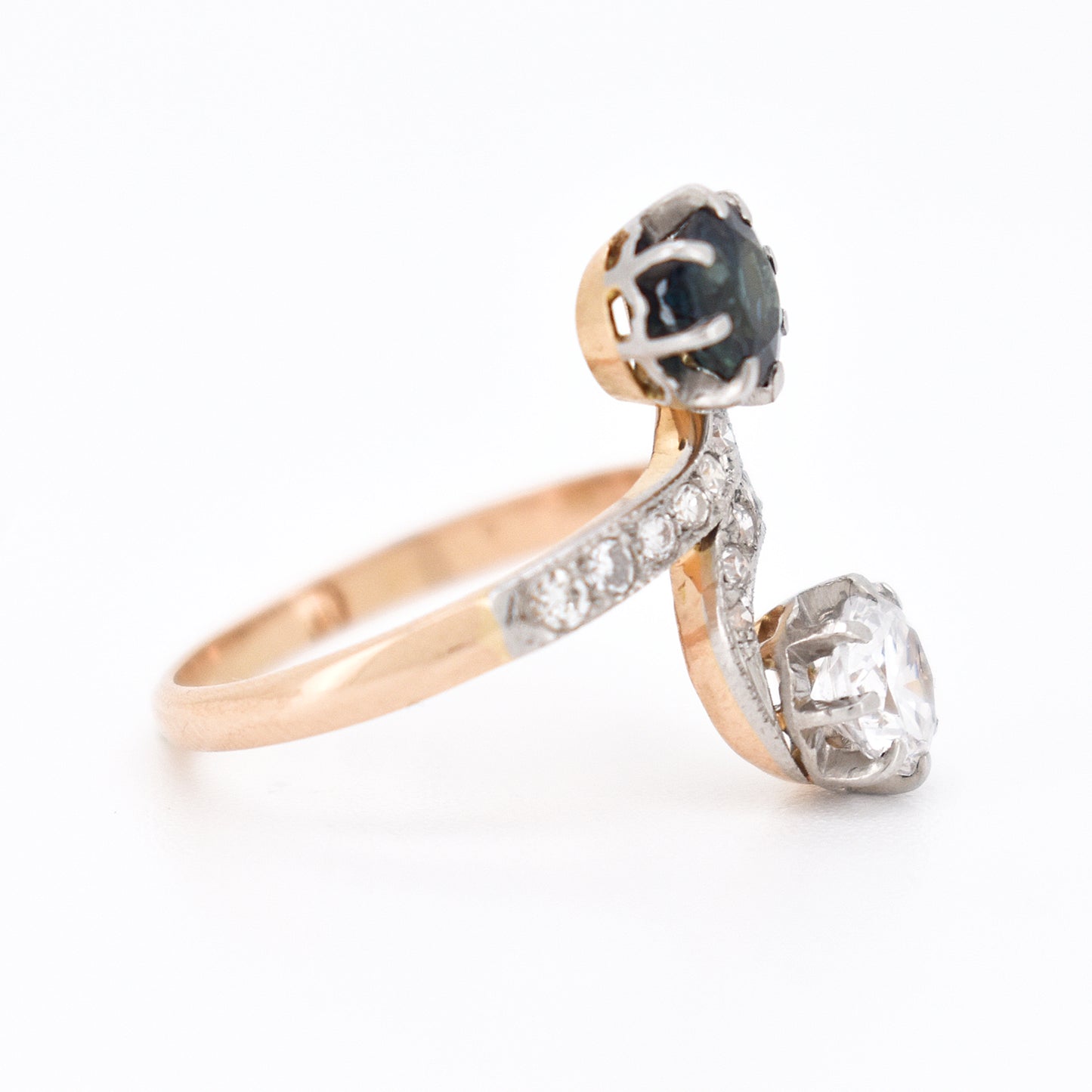 bague toi et moi diamants et saphir, belle époque (2)