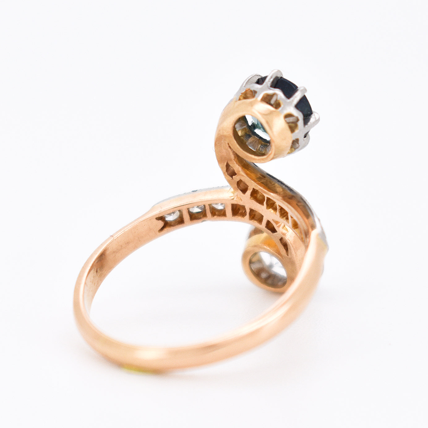 bague toi et moi diamants et saphir, belle époque (3)