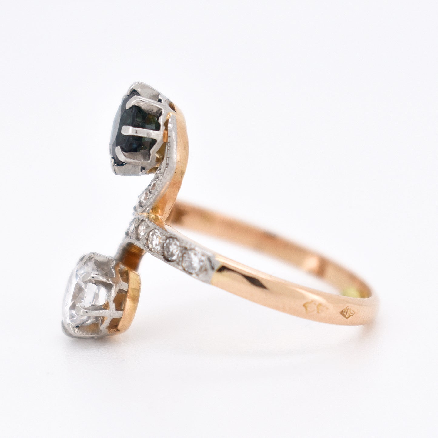 bague toi et moi diamants et saphir, belle époque (6)