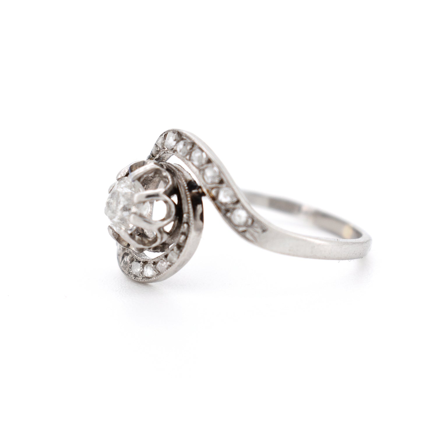 bague tourbillon belle époque platine diamants, gauche