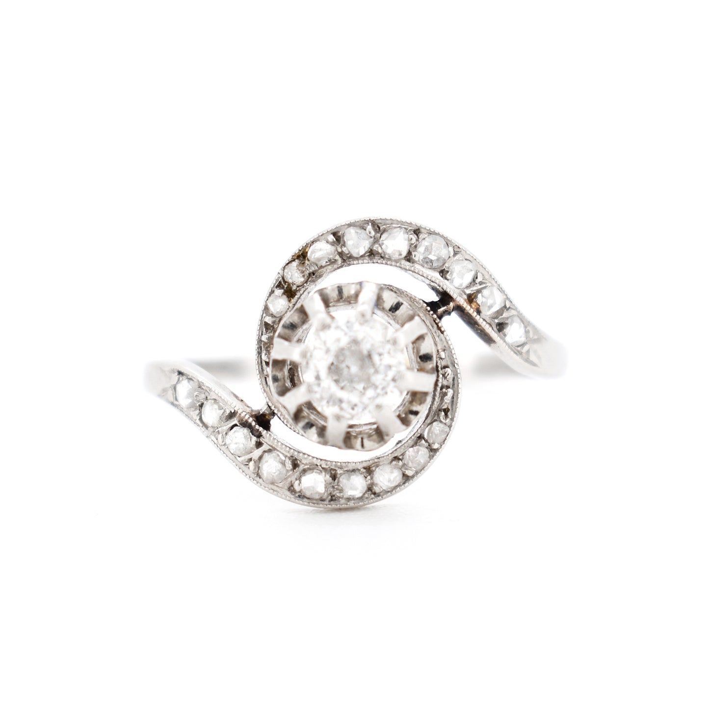 bague tourbillon belle époque platine diamants, face