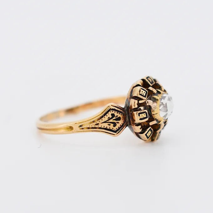 bague renaissance or diamant email droit