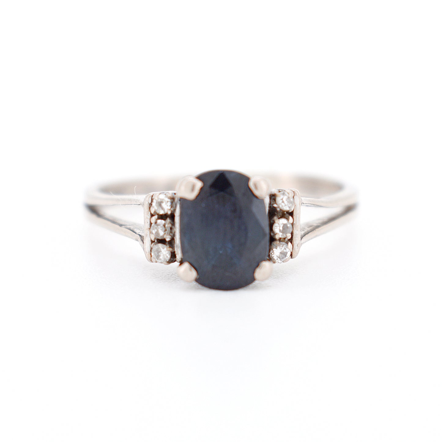 bague vintage or 18 carats saphir et diamants, face