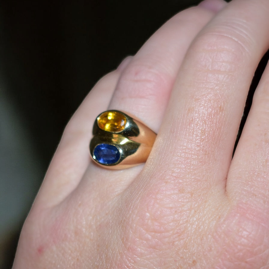 bague double jonc saphir jaune et bleu 2