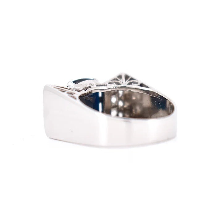 Bague Tank Art Déco Or, Saphir et Diamants arriere gauche