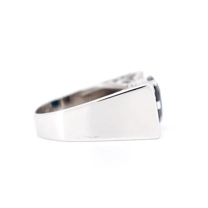 Bague Tank Art Déco Or, Saphir et Diamants droit