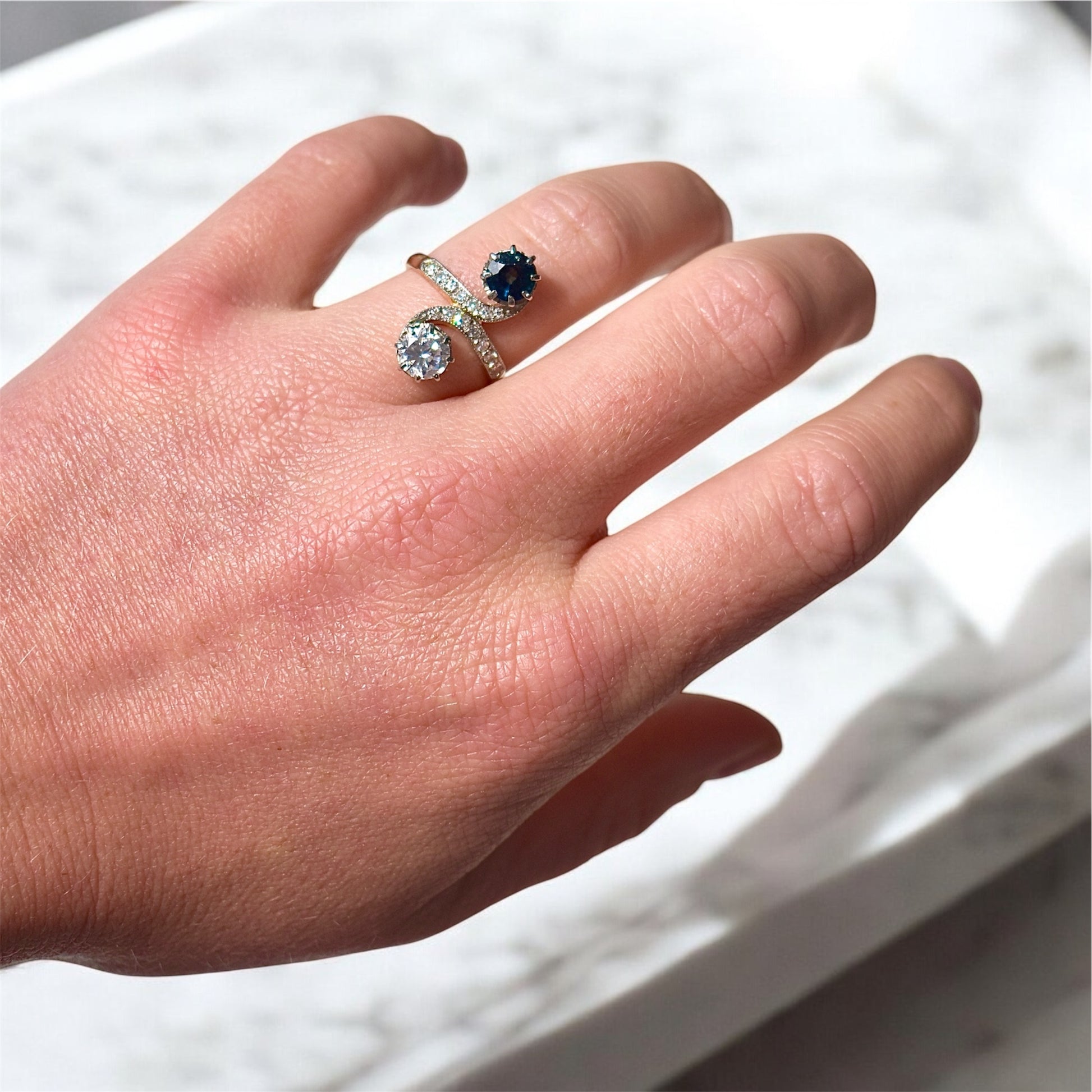 bague toi et moi diamants et saphir, belle époque 10