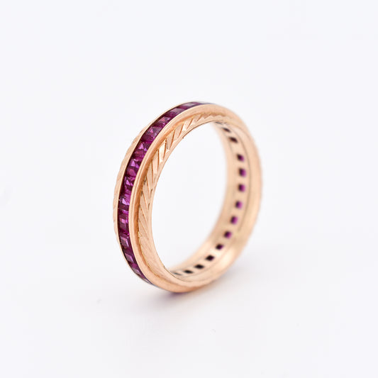 Alliance Éternité en Or 18 Carats et Rubis Synthétiques