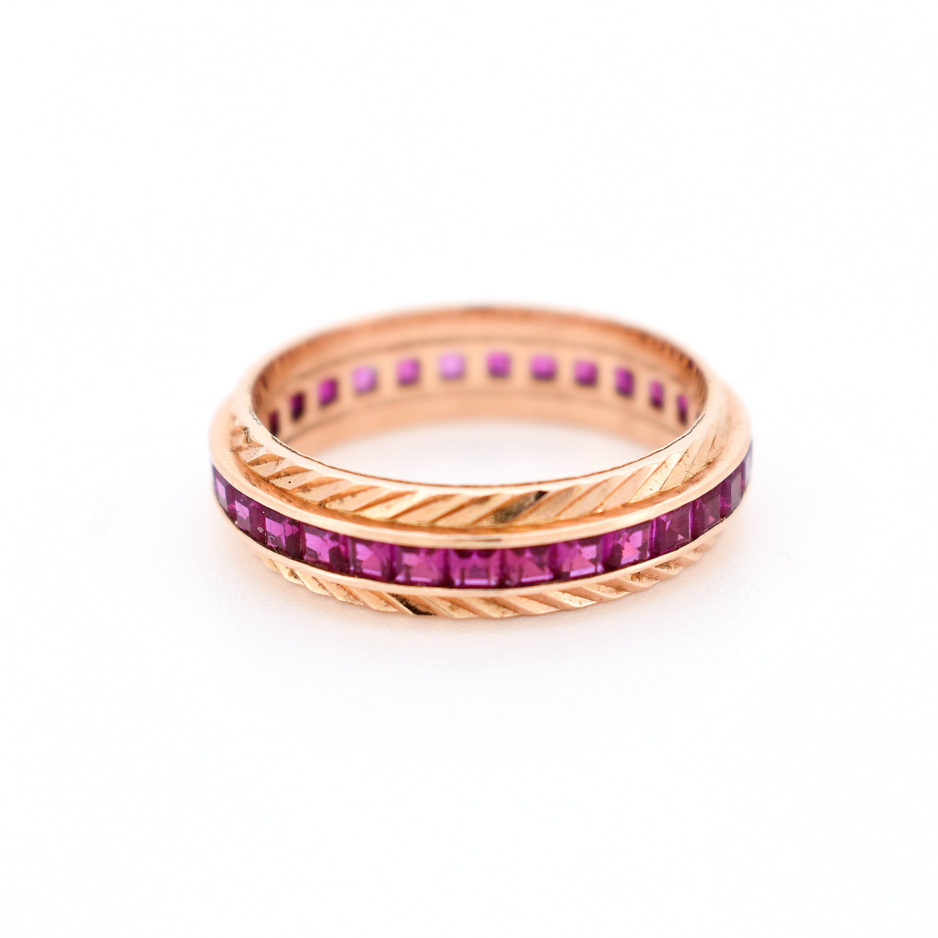 alliance or 18. carats rubis femme, face