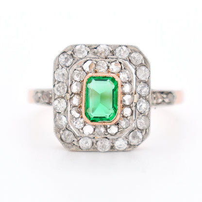 bague ancienne emeraude diamants pour femme 8