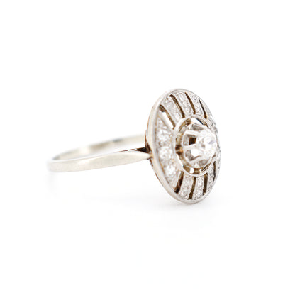 bague art deco or 18 carats diamants femme, droite