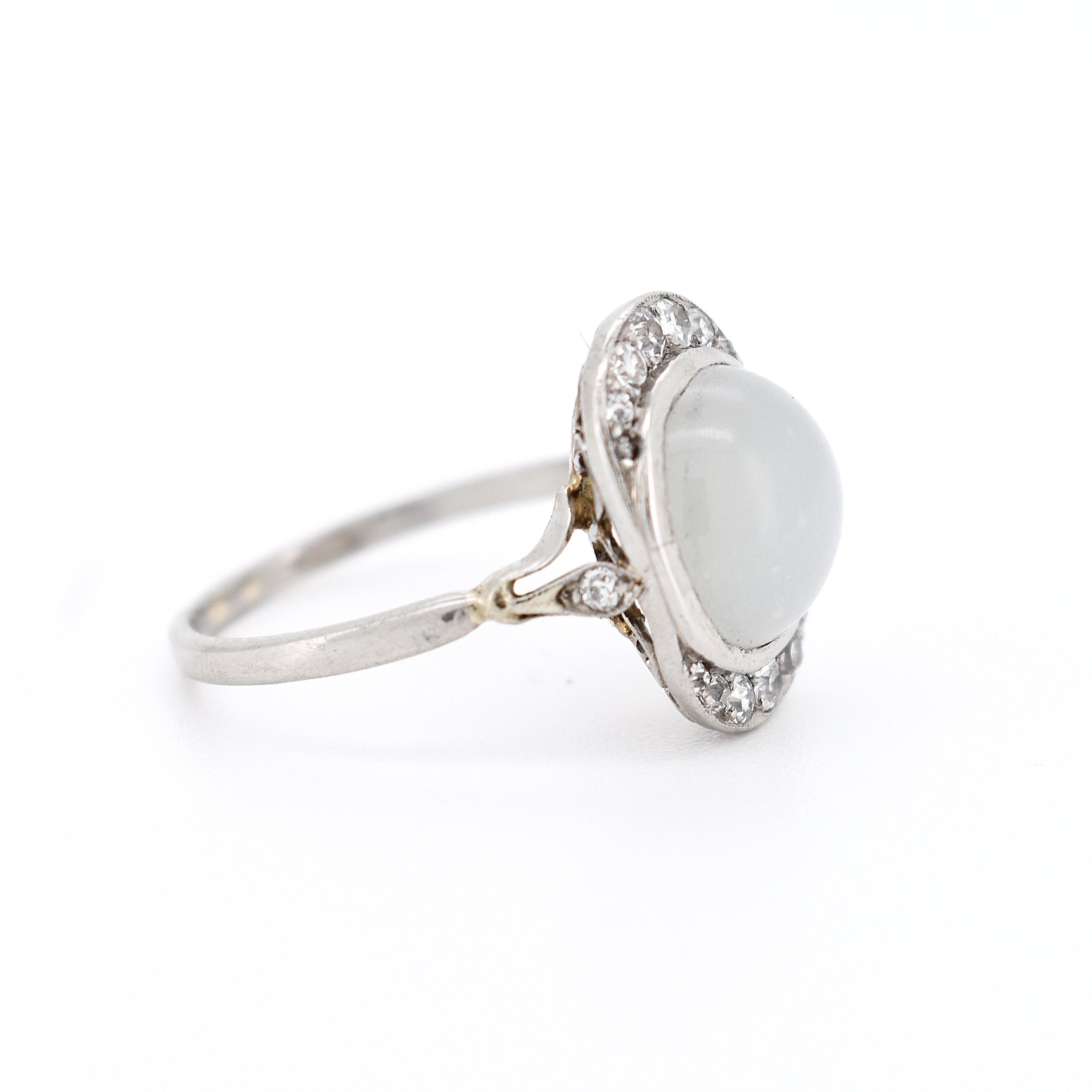bague art deco or 18 carats diamants pierre de lune, droite
