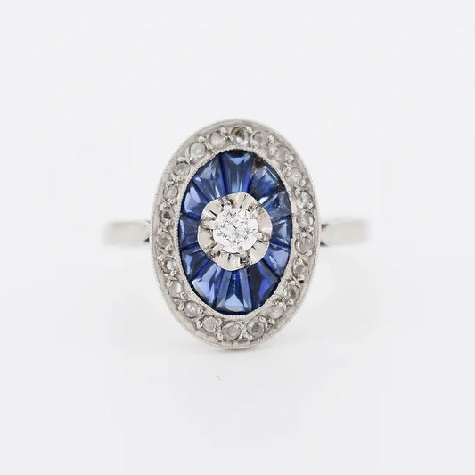 bague art deco or saphir diamants