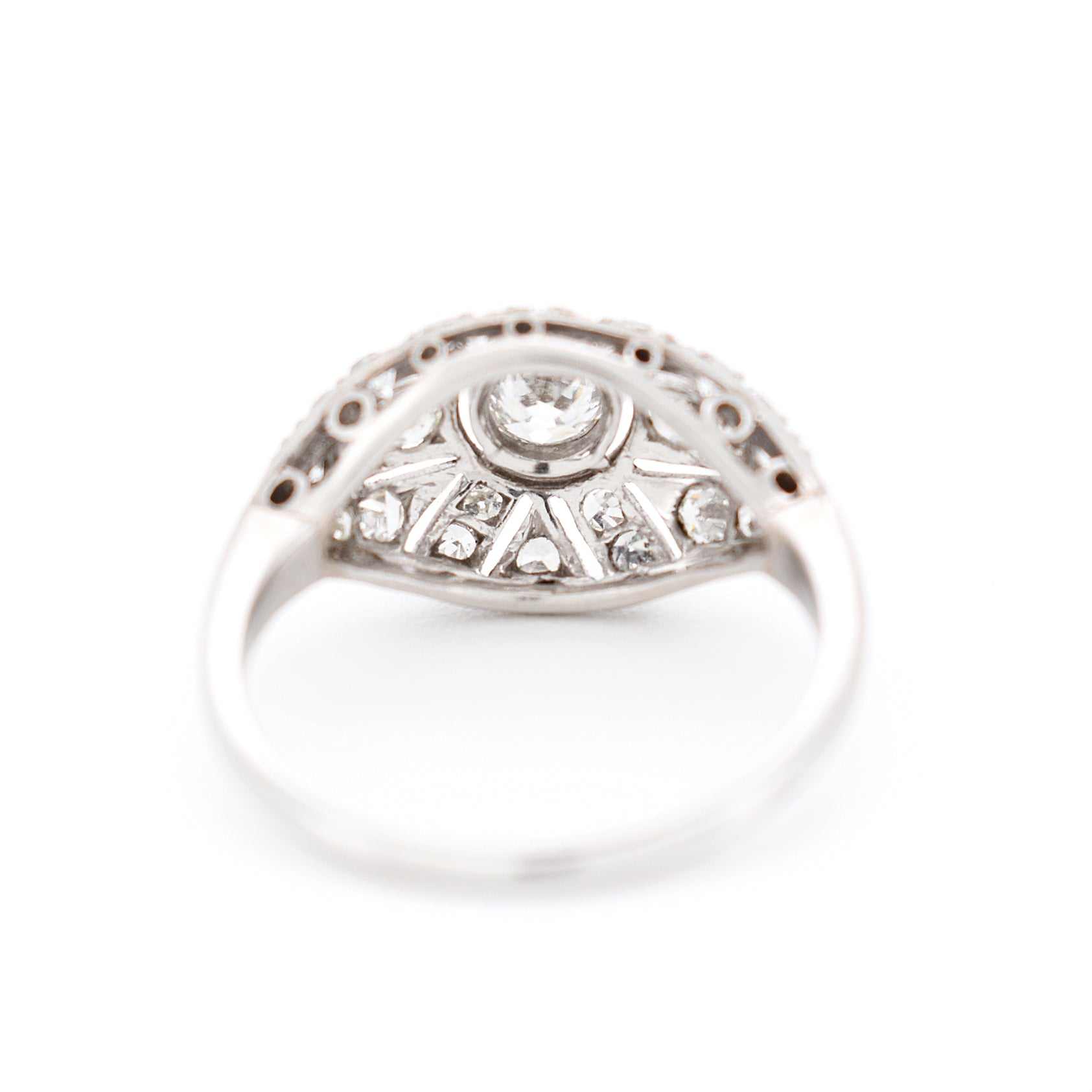bague art deco platine diamants femme, dos