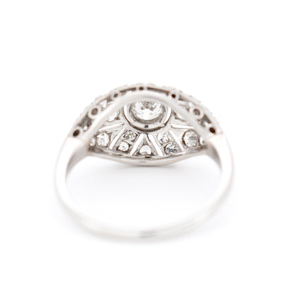 bague art deco platine diamants femme, dos