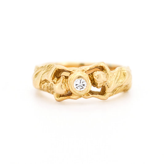 bague femme art nouveau or 18 carats et diamant