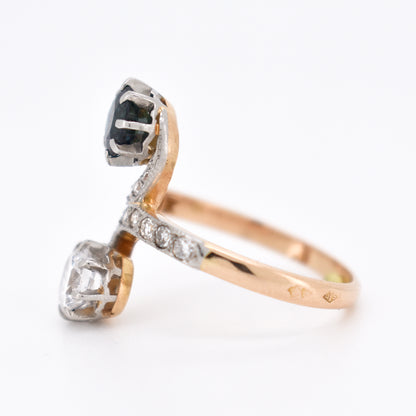 bague toi et moi diamants et saphir, belle époque (6)