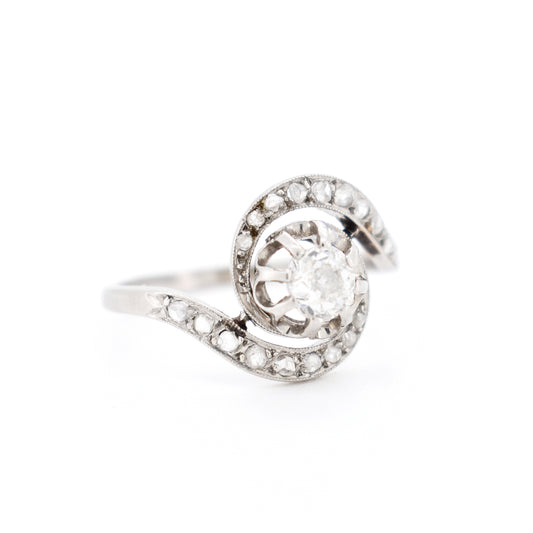 bague tourbillon belle époque platine diamants, droit