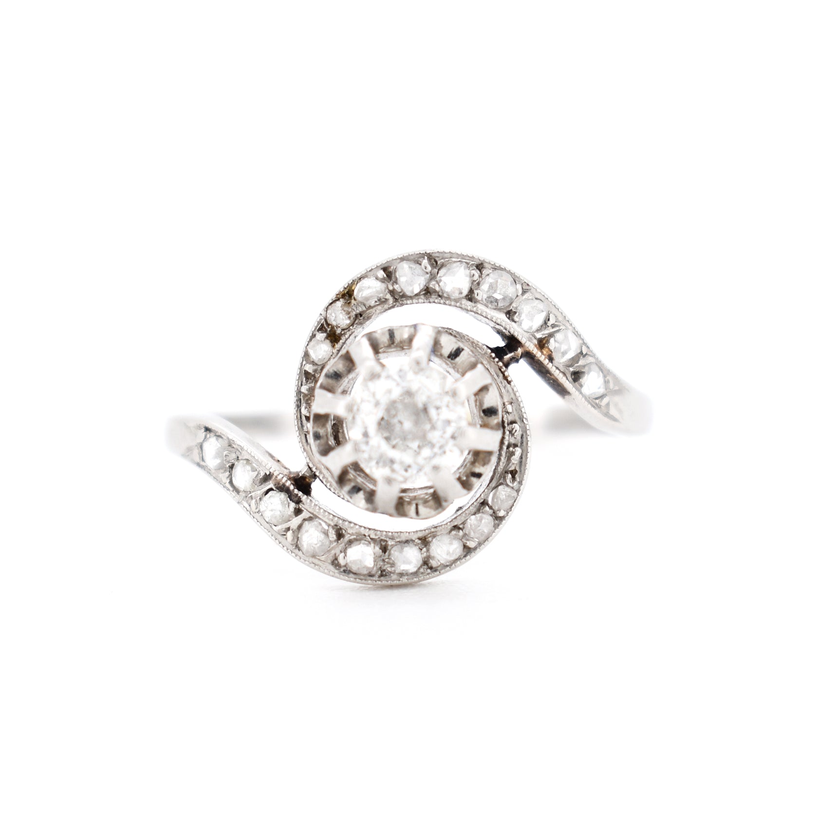 bague tourbillon belle époque platine diamants, face