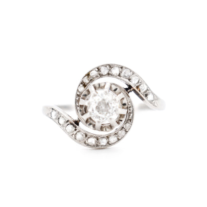 bague tourbillon belle époque platine diamants, face