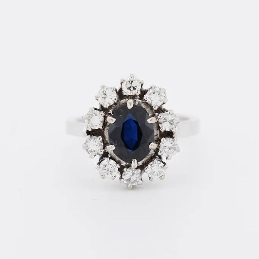 bague fleur or saphir diamants
