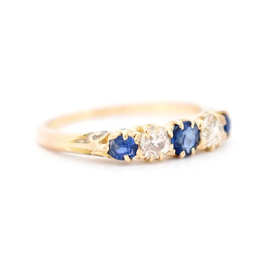 bague jarretière belle époque, or saphirs diamants 6