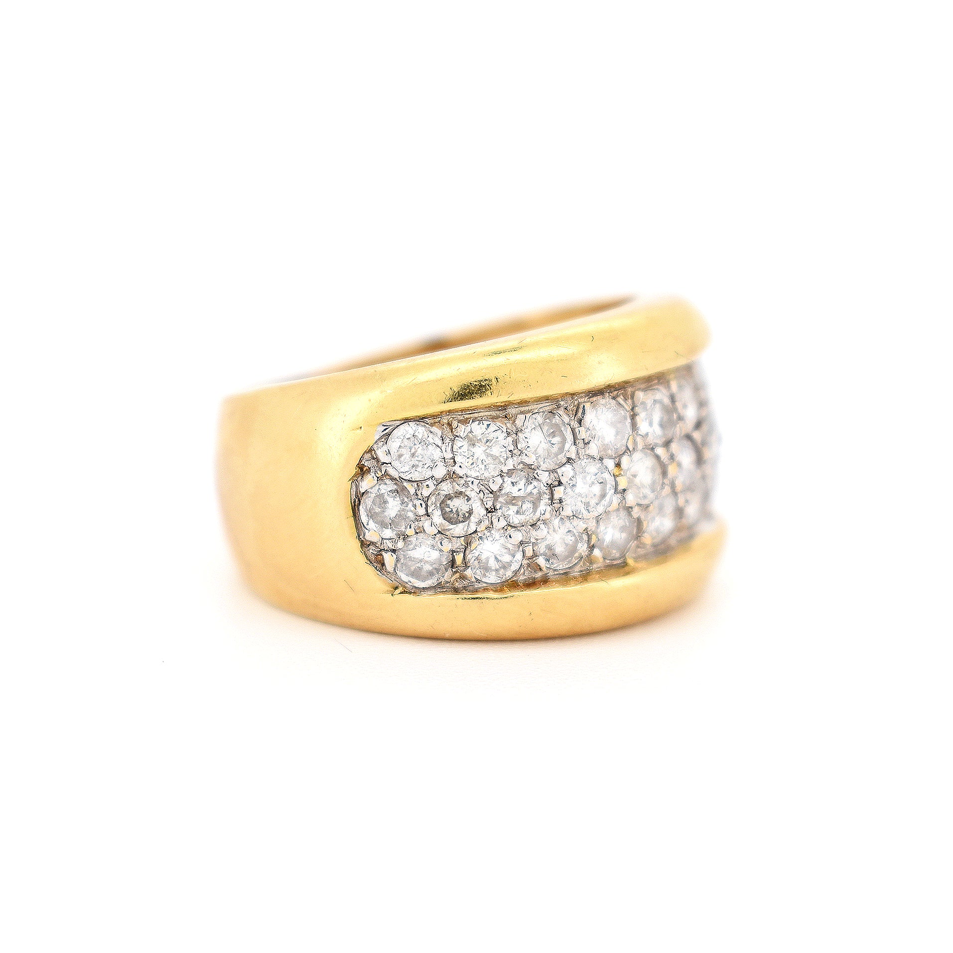 bague jonc or 18 carats et diamants rétro, droit