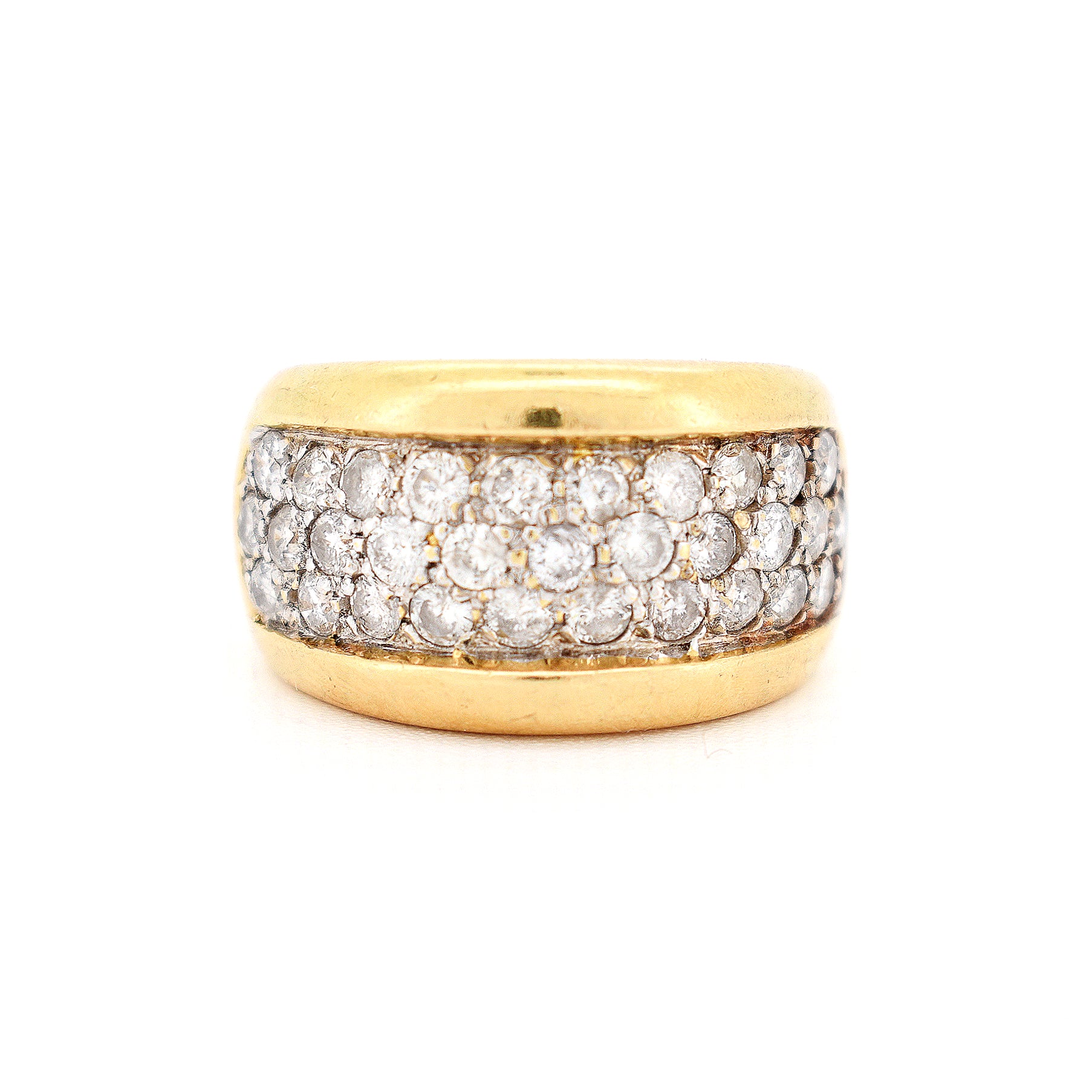 bague jonc or 18 carats et diamants rétro, face