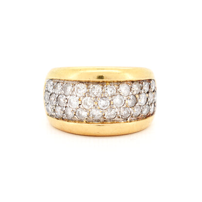 bague jonc or 18 carats et diamants rétro, face