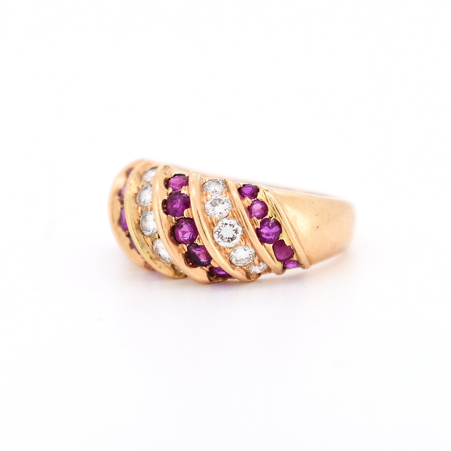 bague jonc or 18 carats rubis diamants femme, gauche