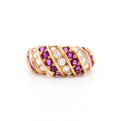 bague jonc or 18 carats rubis diamants femme, face