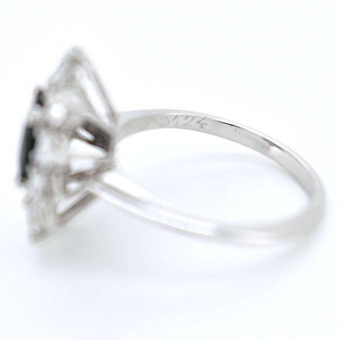 bague marguerite or saphir bleu diamants 12