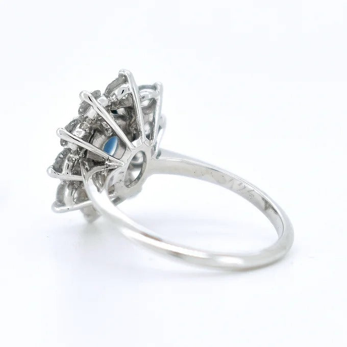 bague marguerite or saphir bleu diamants 5