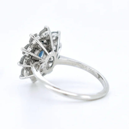 bague marguerite or saphir bleu diamants 5