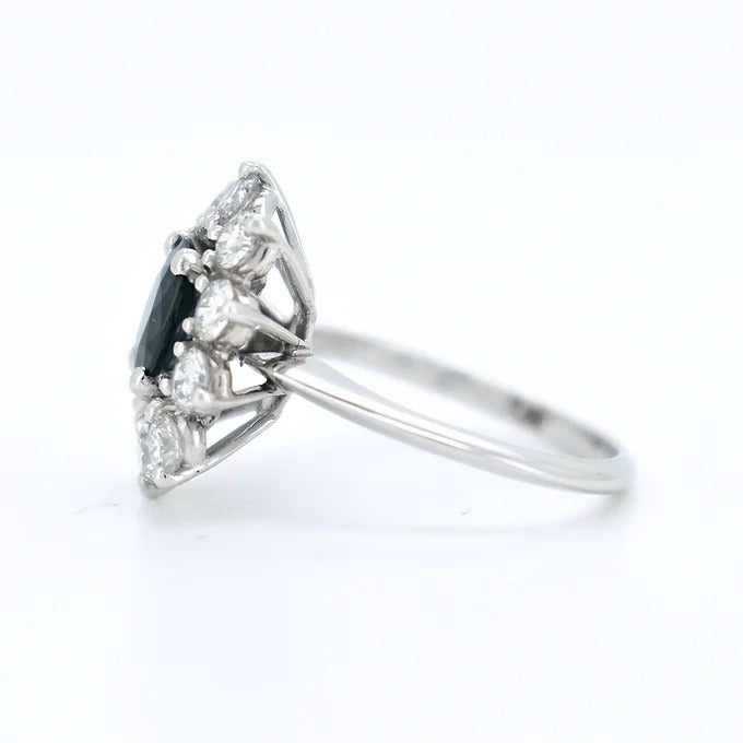 bague marguerite or saphir bleu diamants 6