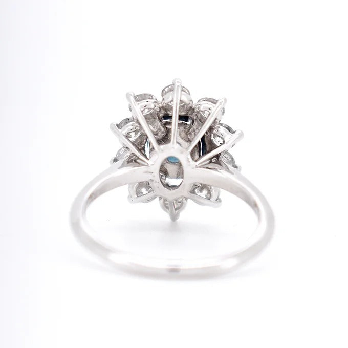 bague marguerite or saphir bleu diamants 9