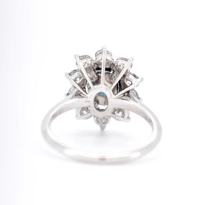 bague marguerite or saphir bleu diamants 9
