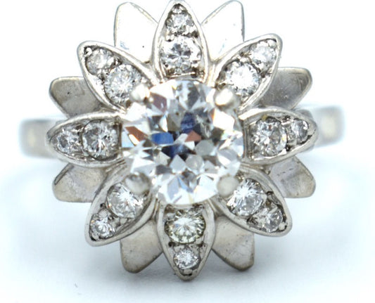 bague marguerite or diamants 1 ct