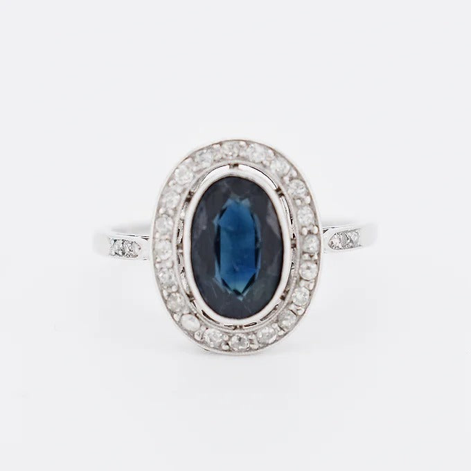 bague pompadour ancienne saphir diamants