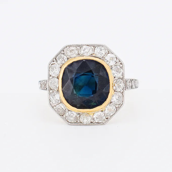 bague saphir naturel diamants
