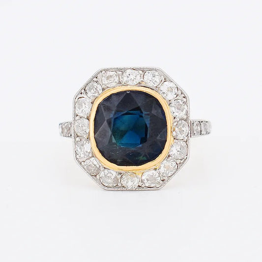 bague saphir naturel diamants