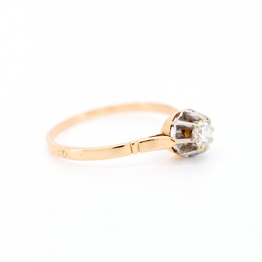 bague solitaire ancien or 18 carats diamants femme fiançailles cadeau, droite