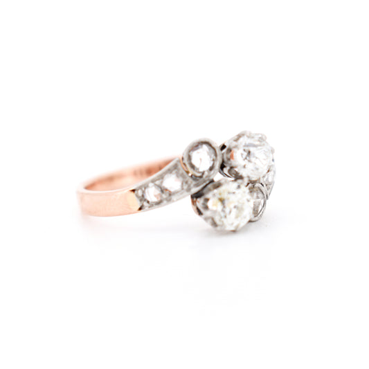bague toi et moi belle époque or diamants, droit